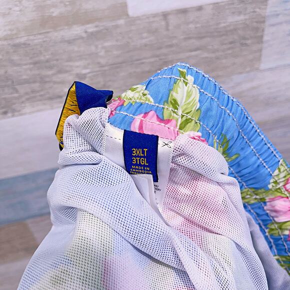 POLO Ralph Lauren Tropical Floral Swim Trunks Blue Pink Inch Inseam Mens 3XLT - Picture 6 of 8